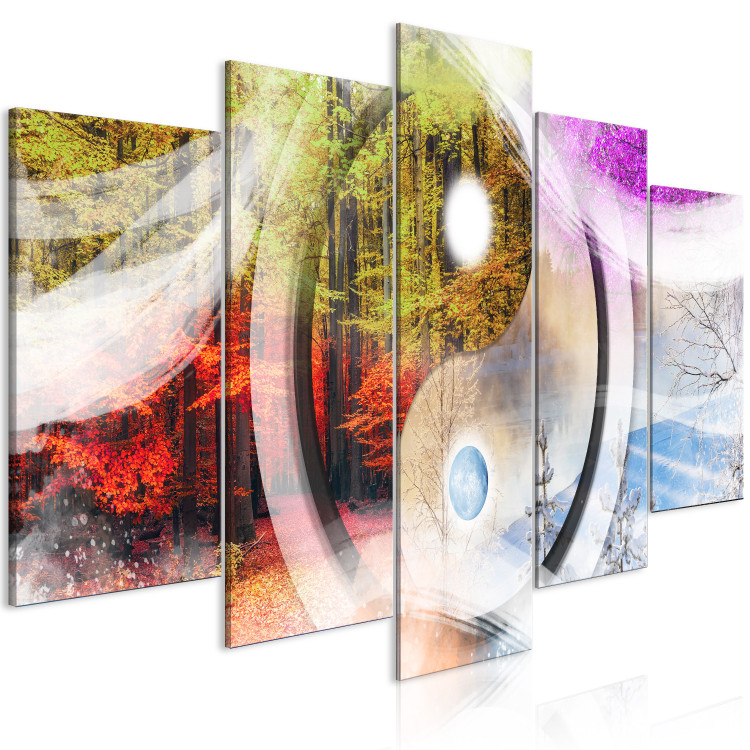 Canvas Print Four Seasons (5-piece) - landscape with trees in Zen style 145370 additionalImage 2