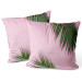 Decorative Velor Pillow Touch of palm trees - a minimal floral composition on a pink background 147070 additionalThumb 3