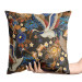 Decorative Velor Pillow Birdy paradise - pattern with multicoloured flowers on dark background 147270 additionalThumb 3
