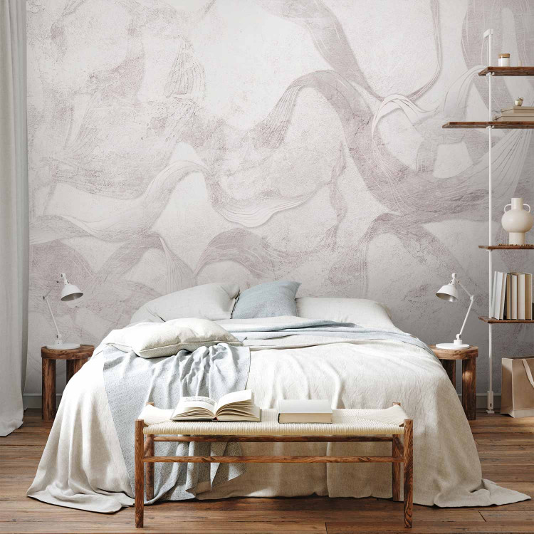 Wall Mural Interlace of Nature - Abstract Background With Leaf Shapes - Grey 148570 additionalImage 2