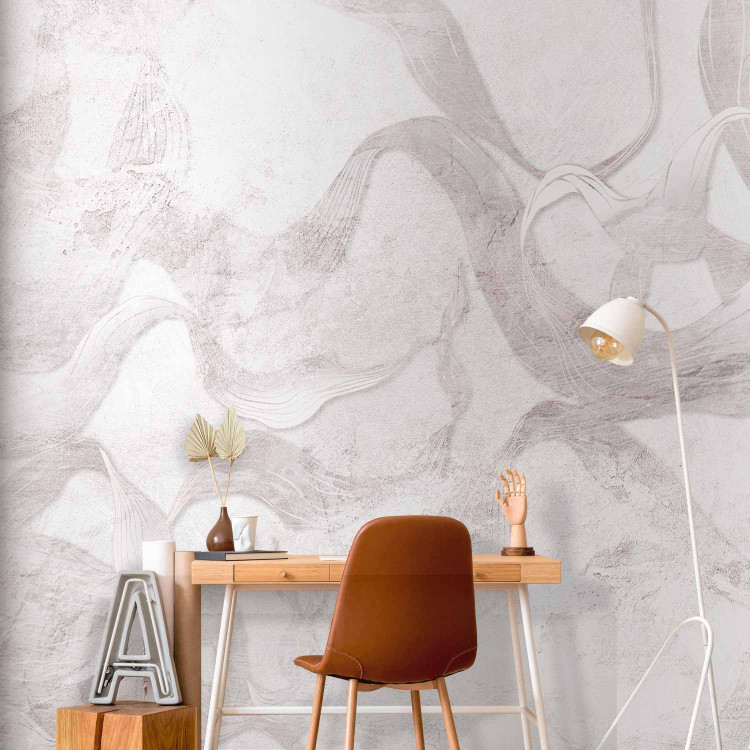 Wall Mural Interlace of Nature - Abstract Background With Leaf Shapes - Grey 148570 additionalImage 4