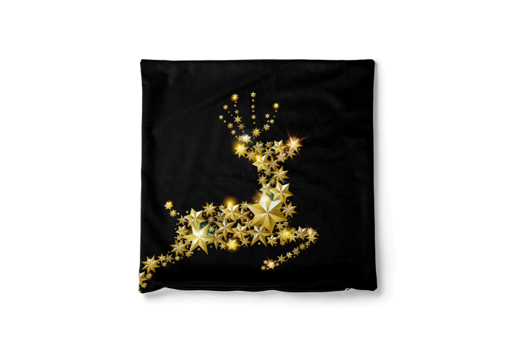 Decorative Velor Pillow Glowing reindeer - golden stars forming the silhouette of the animal 149270 additionalImage 3