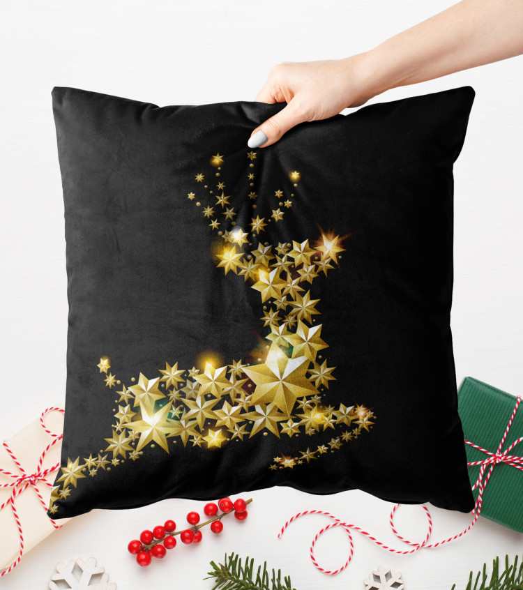 Decorative Velor Pillow Glowing reindeer - golden stars forming the silhouette of the animal 149270 additionalImage 4