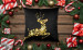 Decorative Velor Pillow Glowing reindeer - golden stars forming the silhouette of the animal 149270 additionalThumb 2