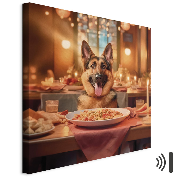 Canvas Print AI Dog German Shepherd - Animal at Dinner in Restaurant - Square 150270 additionalImage 8