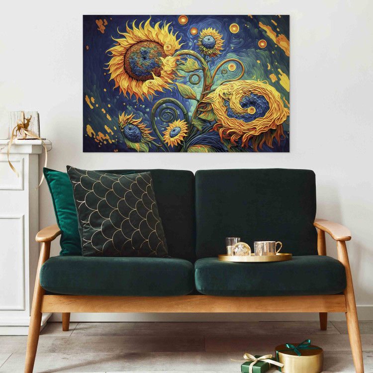 Canvas Sunflowers Against the Night Sky - Composition Generated by AI 151070 additionalImage 5