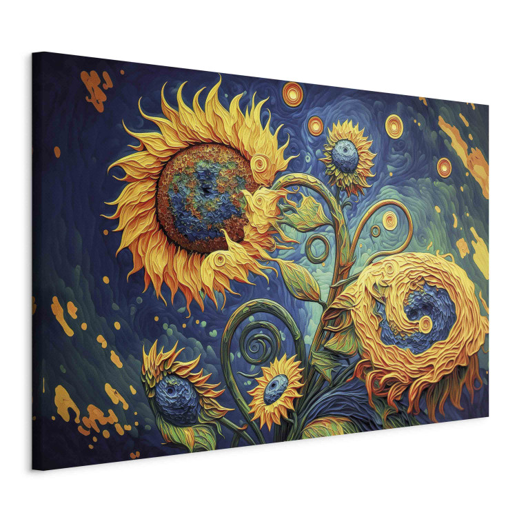 Canvas Sunflowers Against the Night Sky - Composition Generated by AI 151070 additionalImage 2