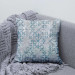 Decorative Microfiber Pillow Floral Ornament - Blue Pattern on Textural Gray Background 151370 additionalThumb 4