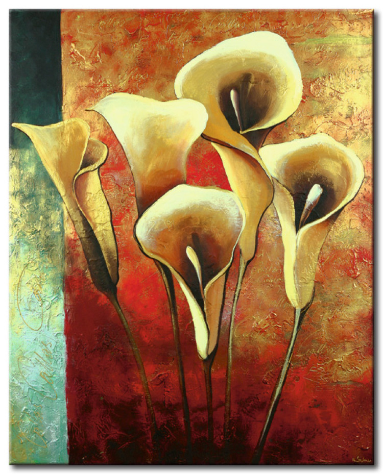 Canvas Print Golden Glow (1-piece) - abstract botanical motif 46570