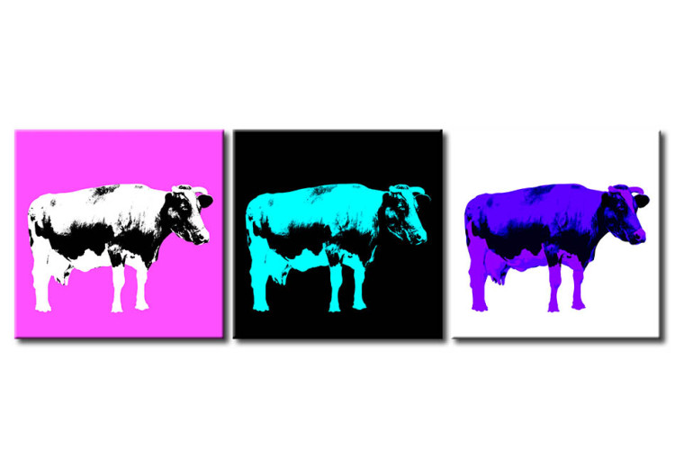 Canvas Print Cows in three colours 55770