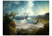 Photo Wallpaper Fantasy - Green Mountains with Birds Flying over a Blue Lake 60170 additionalThumb 1