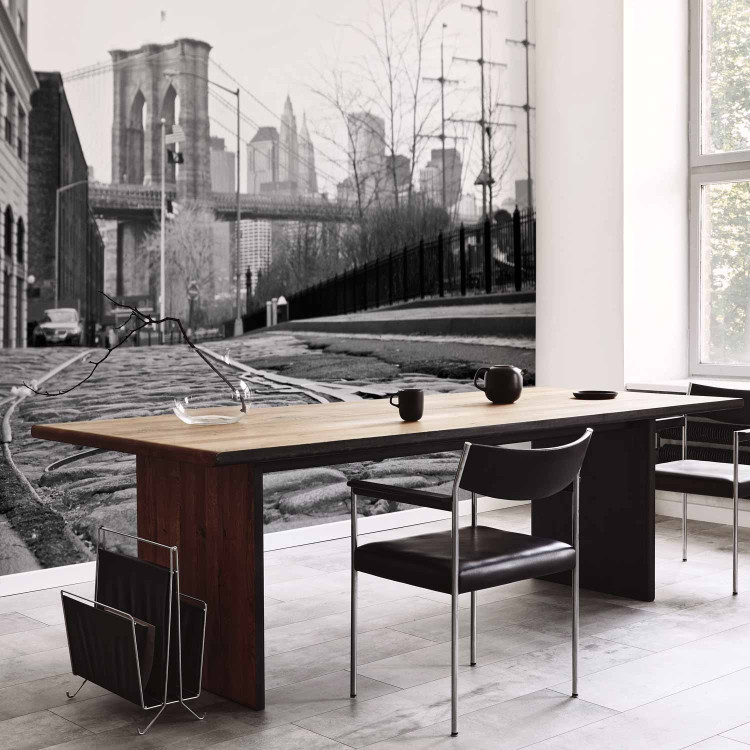 Photo Wallpaper New York in Grayscale - Architecture against the Background of the Brooklyn Bridge 61570 additionalImage 7