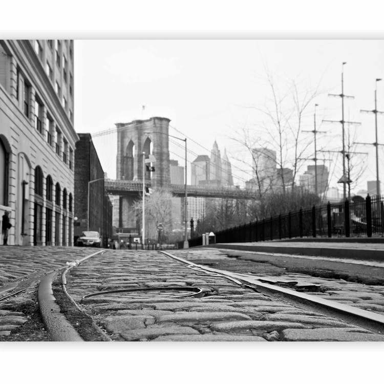 Photo Wallpaper New York in Grayscale - Architecture against the Background of the Brooklyn Bridge 61570 additionalImage 5