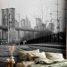 Photo Wallpaper New York in Grayscale - Architecture against the Background of the Brooklyn Bridge 61570 additionalThumb 2