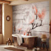 Wall Mural Delicacy of magnolia - orange and white flower against white boards 62470 additionalThumb 8