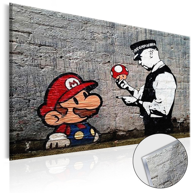Print On Glass Mario and Cop by Banksy [Glass] 94370