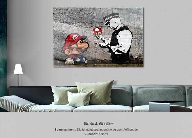 Print On Glass Mario and Cop by Banksy [Glass] 94370 additionalImage 7