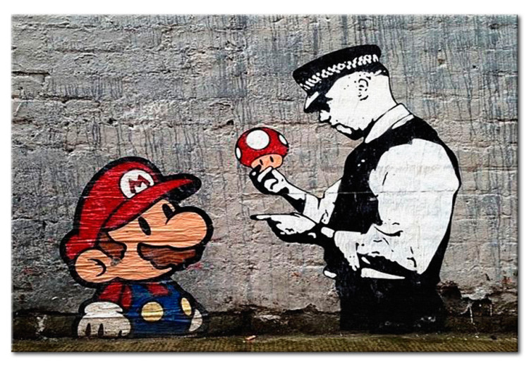 Print On Glass Mario and Cop by Banksy [Glass] 94370 additionalImage 2