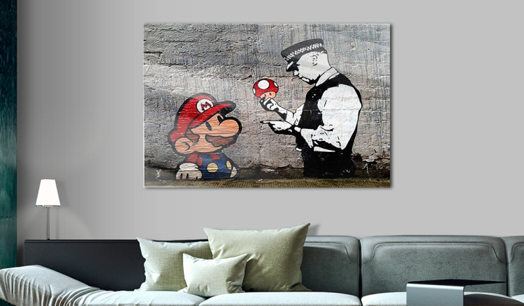 Print On Glass Mario and Cop by Banksy [Glass] 94370 additionalImage 3