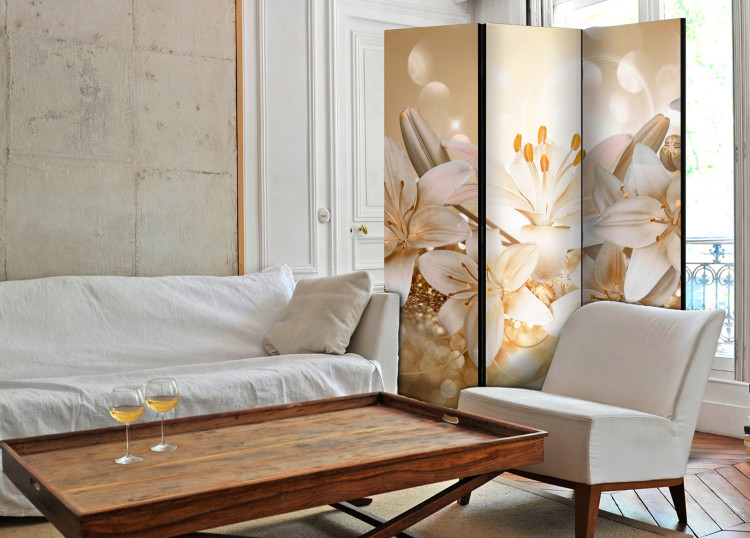 Room Divider Royal Retinue - lilies flowers against the glow of golden ornaments 95570 additionalImage 4