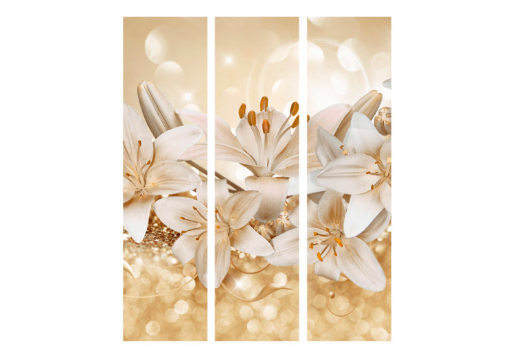 Room Divider Royal Retinue - lilies flowers against the glow of golden ornaments 95570 additionalImage 3