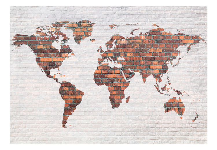 Photo Wallpaper World Map: Brick Wall 97570 additionalImage 1