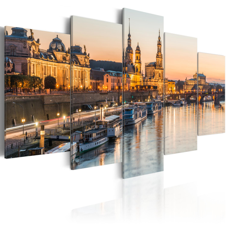 Canvas Art Print Dresden, Germany - Panorama of Illuminated City at Sunset 97870 additionalImage 2