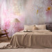 Photo Wallpaper Lilies - abstract with motif of flowers in shades of pink and inscriptions 106580
