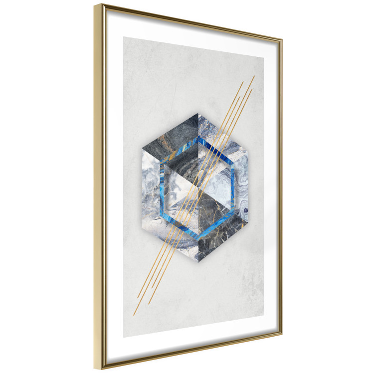 Poster Hexagonal Eye - Geometric abstraction in silver with a touch of gold 114380 additionalImage 6