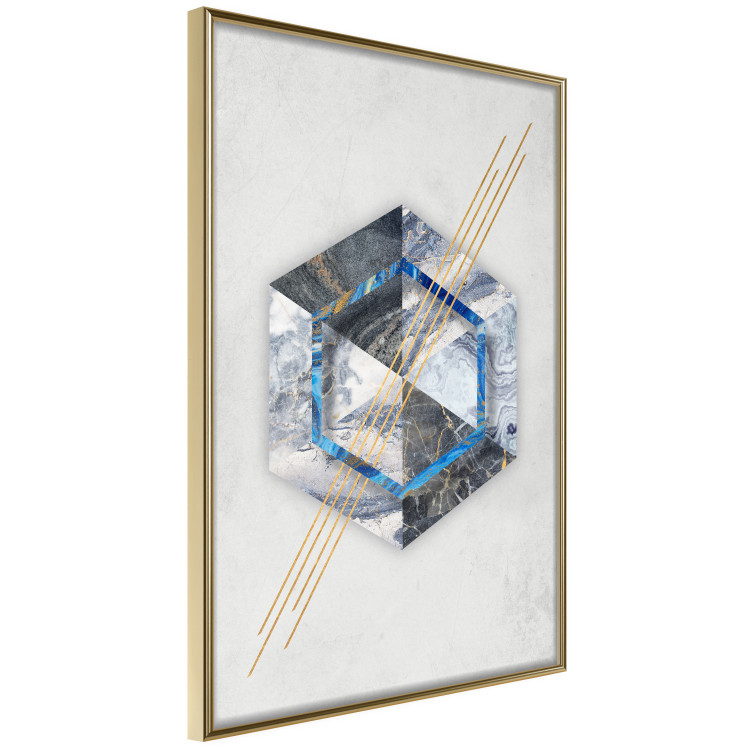 Poster Hexagonal Eye - Geometric abstraction in silver with a touch of gold 114380 additionalImage 12