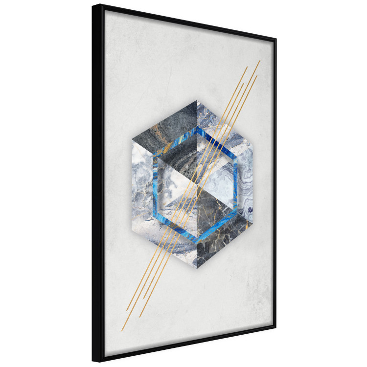Poster Hexagonal Eye - Geometric abstraction in silver with a touch of gold 114380 additionalImage 10