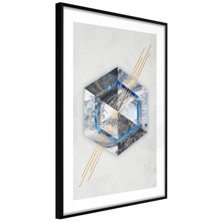 Poster Hexagonal Eye - Geometric abstraction in silver with a touch of gold 114380 additionalImage 11