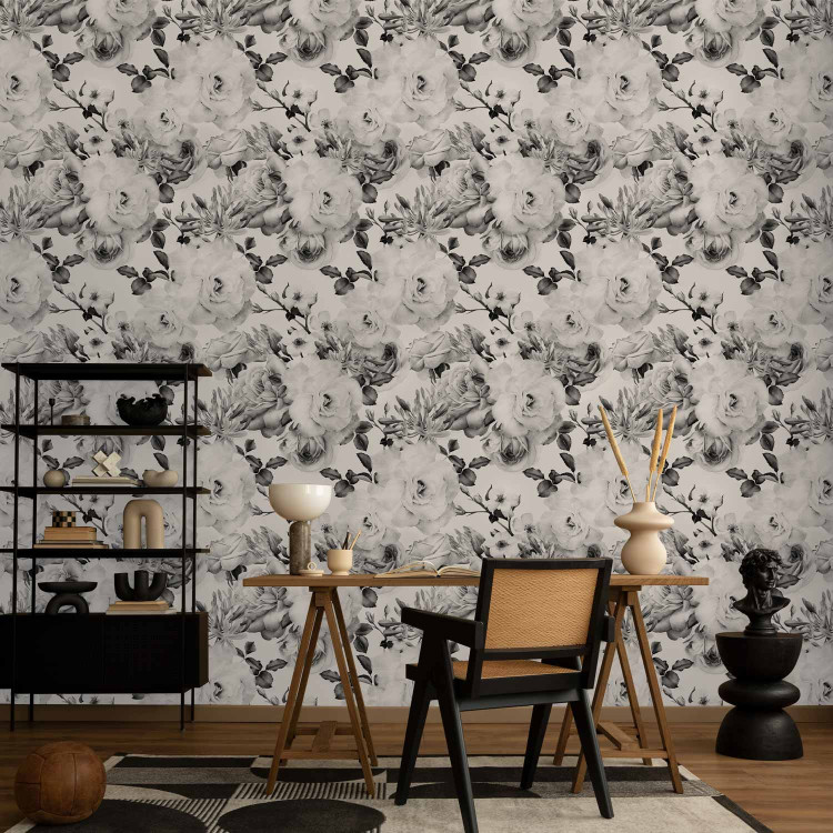 Modern Wallpaper English Flowers (Black and White) 117980 additionalImage 5