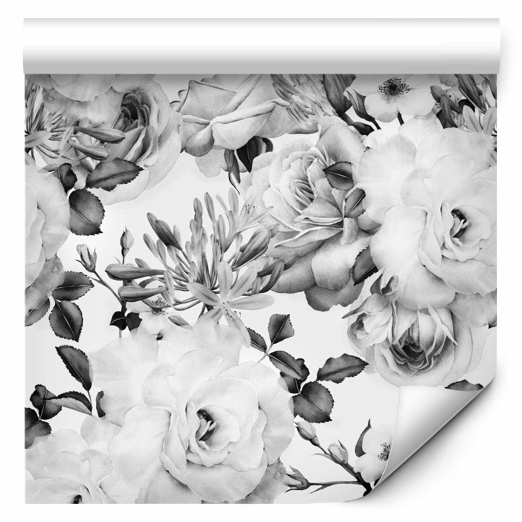 Modern Wallpaper English Flowers (Black and White) 117980 additionalImage 1