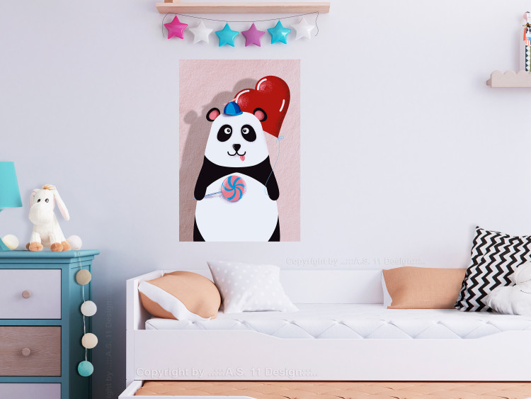 Poster Panda with a Balloon - colorful playful composition with a bear for children 119280 additionalImage 17