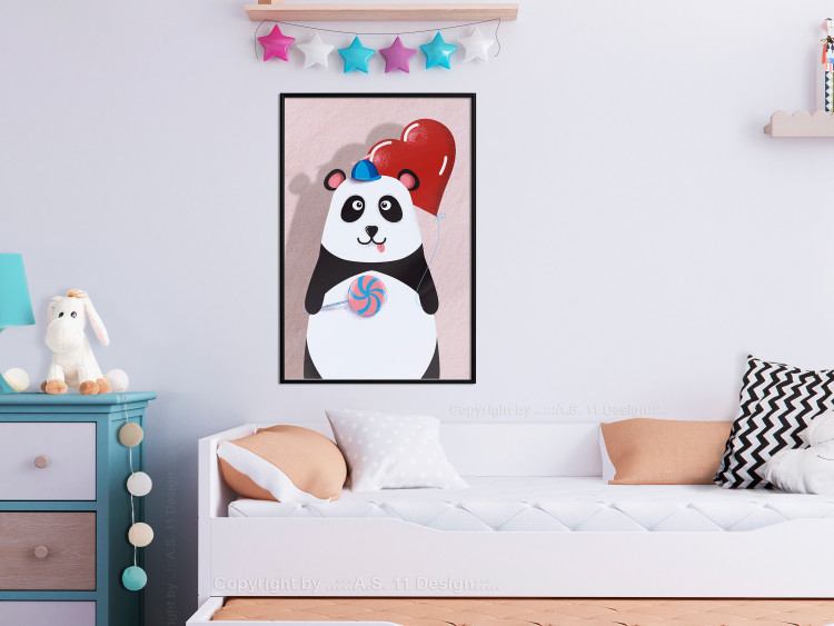 Poster Panda with a Balloon - colorful playful composition with a bear for children 119280 additionalImage 3