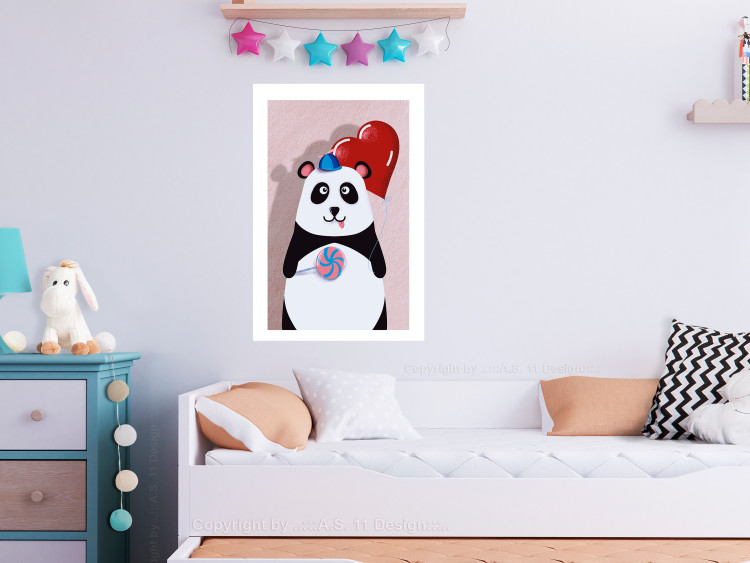 Poster Panda with a Balloon - colorful playful composition with a bear for children 119280 additionalImage 2