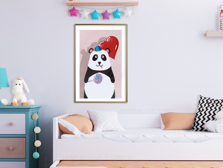 Poster Panda with a Balloon - colorful playful composition with a bear for children 119280 additionalImage 13