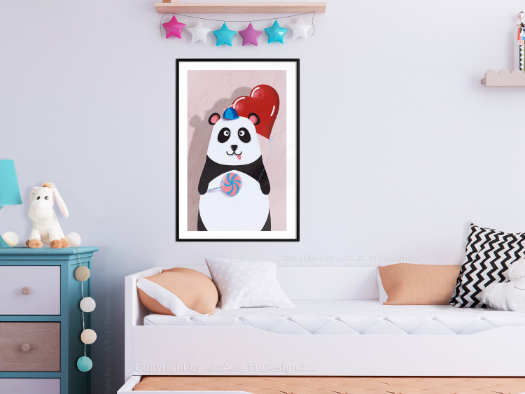 Poster Panda with a Balloon - colorful playful composition with a bear for children 119280 additionalImage 4