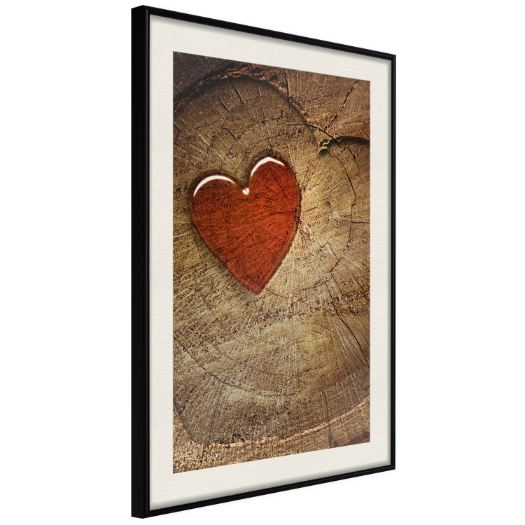 Wall Poster Message - romantic composition with a red heart on a wooden background 121880 additionalImage 3