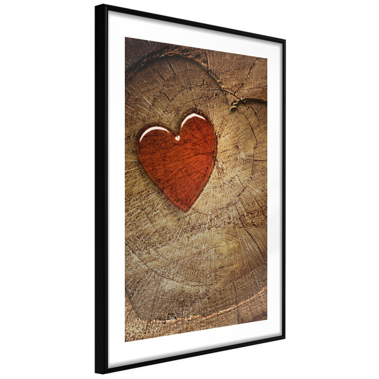 Wall Poster Message - romantic composition with a red heart on a wooden background 121880 additionalImage 11