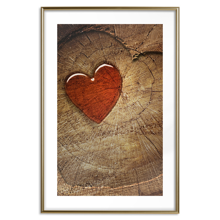 Wall Poster Message - romantic composition with a red heart on a wooden background 121880 additionalImage 14