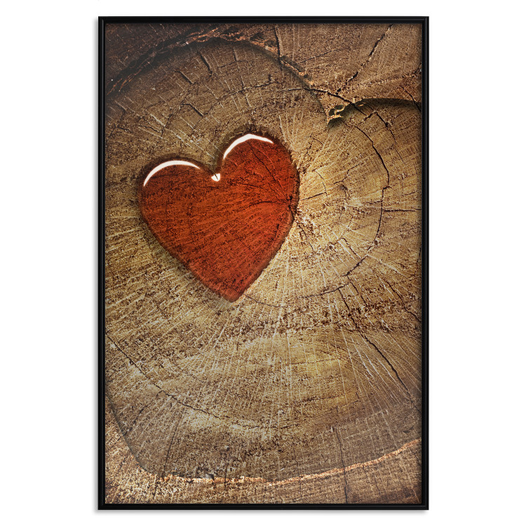 Wall Poster Message - romantic composition with a red heart on a wooden background 121880 additionalImage 18