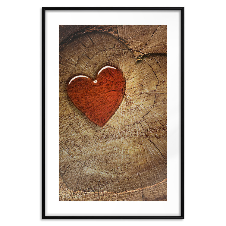 Wall Poster Message - romantic composition with a red heart on a wooden background 121880 additionalImage 17