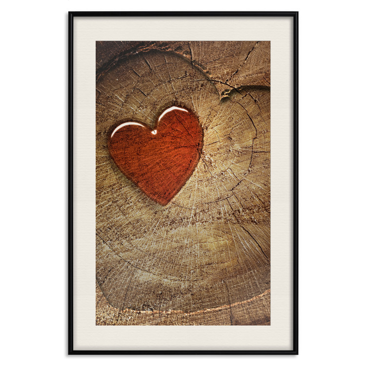 Wall Poster Message - romantic composition with a red heart on a wooden background 121880 additionalImage 18