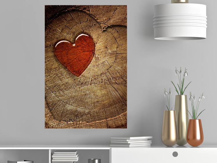 Wall Poster Message - romantic composition with a red heart on a wooden background 121880 additionalImage 23