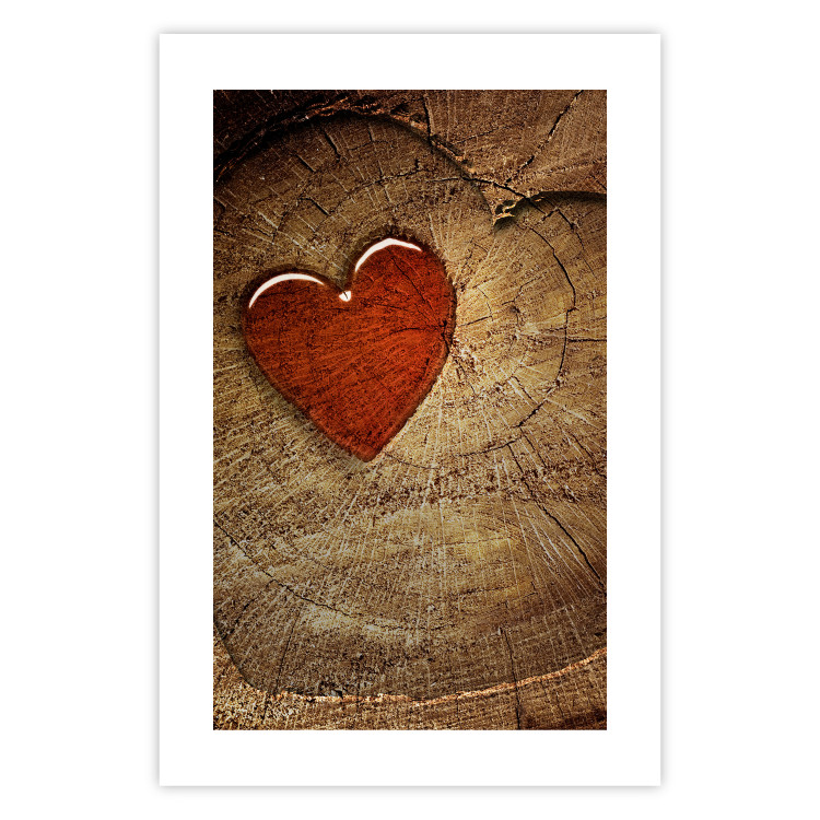 Wall Poster Message - romantic composition with a red heart on a wooden background 121880 additionalImage 25
