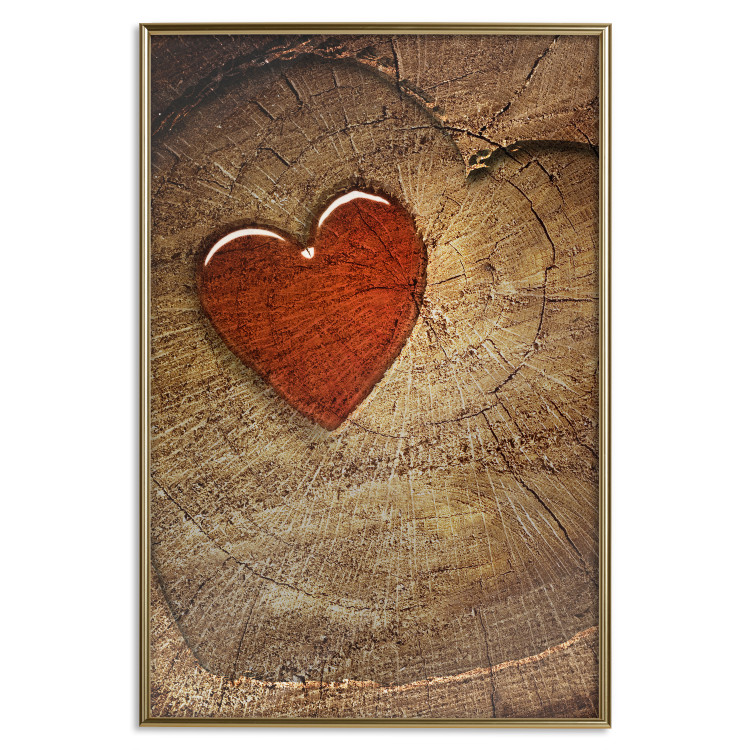 Wall Poster Message - romantic composition with a red heart on a wooden background 121880 additionalImage 16