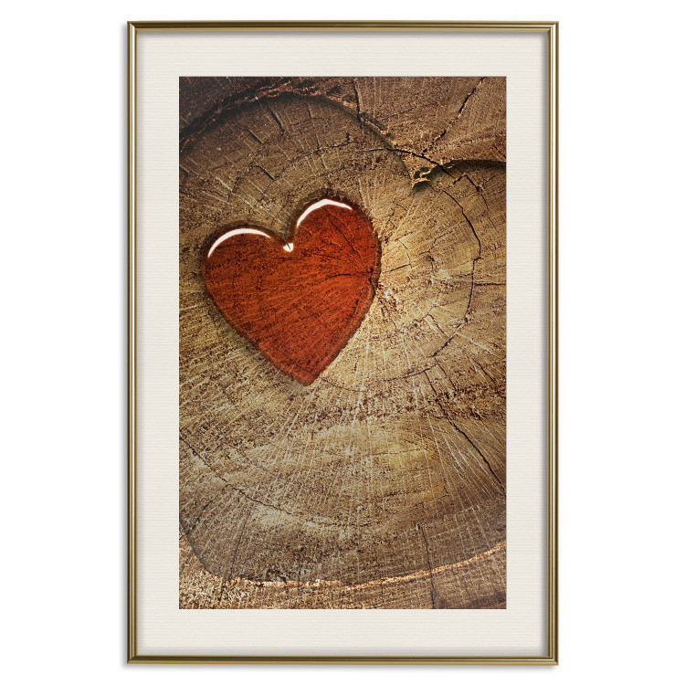 Wall Poster Message - romantic composition with a red heart on a wooden background 121880 additionalImage 19