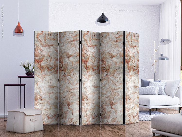 Room Divider Screen Roman Plants II - texture with orange leaves and a white background 122980 additionalImage 2